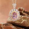 Women's Natural Topaz Amethyst Citrine Geometric Style S925 Sterling Silver Crystal Jewelry Necklace