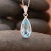 Women's Natural Topaz Citrine Dropshaped Necklace Set With Crystal In S925 Sterling Silver And Cross Chain