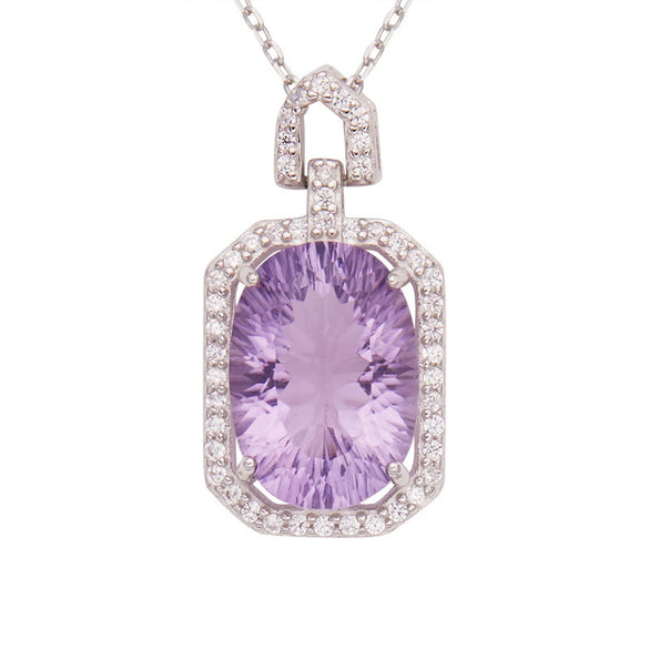 Women's Natural Topaz Citrine Necklace S925 Sterling Silver Geometric Crystal Set Jewelry Millennium Cut