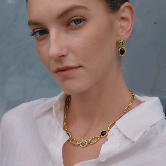 Women's Nature Style Jewelry Set With Titanium Steel Necklace And Stainless Steel Bracelet And Earrings Plated Finish
