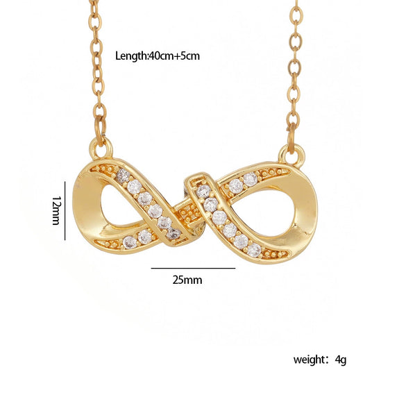 Women's Necklace Copper O Chain Mixed Gemstone Inlay Pendant With Letters Numbers Text Light Luxury Electroplating
