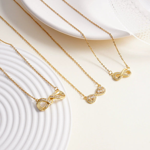 Women's Necklace Copper O Chain Mixed Gemstone Inlay Pendant With Letters Numbers Text Light Luxury Electroplating