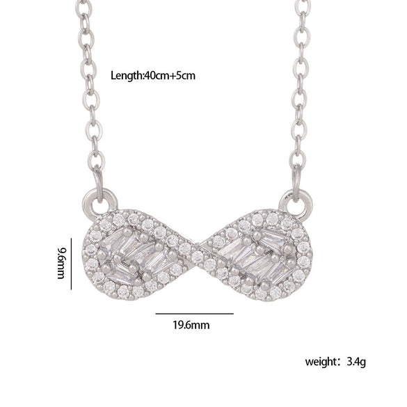 Women's Necklace Copper O Chain Mixed Gemstone Inlay Pendant With Letters Numbers Text Light Luxury Electroplating
