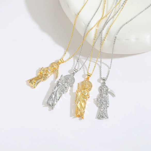 Women's Necklace Copper O Word Chain Mixed Gemstone Setting Electroplating