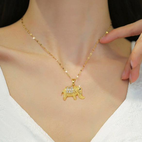 Women's Necklace Copper Pendant Stainless Steel Chain Geometric Electroplating