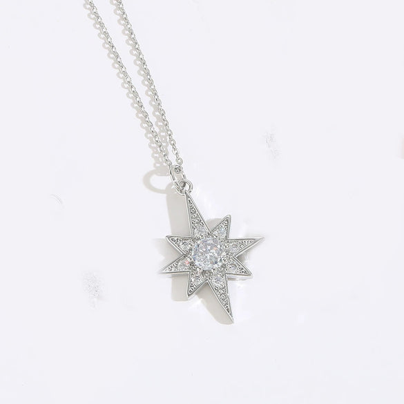 Women's Necklace Starfish Zircon Micropaved Copper With Eightpointed Star Design Electroplated