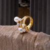Women's Niche Design Cold Style Bead Winding Ring In Titanium Steel With Geometric Pattern And 18K Gold Plated Electroplating