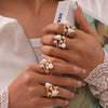Women's Niche Design Cold Style Bead Winding Ring In Titanium Steel With Geometric Pattern And 18K Gold Plated Electroplating