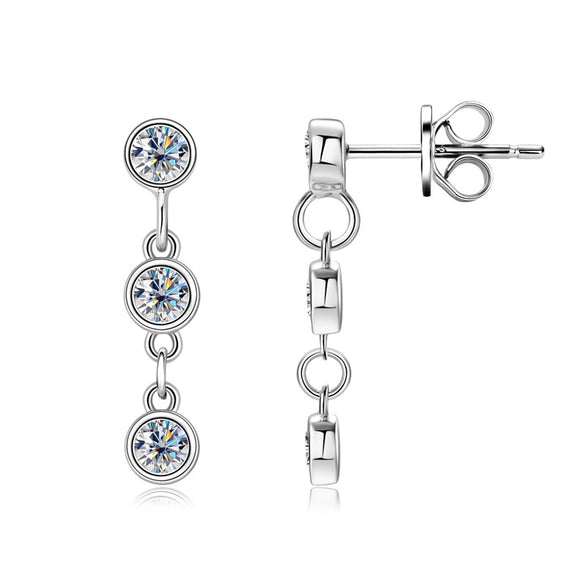 Women's Niche Design Geometric Moissanite Tassel Earrings 925 Silver Electroplated