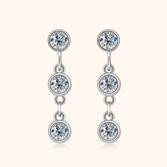 Women's Niche Design Geometric Moissanite Tassel Earrings 925 Silver Electroplated