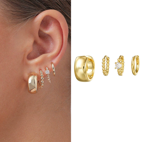 Women's Niche Fashion Retro Twist Geometric Copper Earrings Inlaid With Zirconia