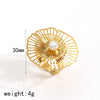Women's Niche Geometric And Flower Hollow Titanium Steel Ring With Electroplating And Pearls
