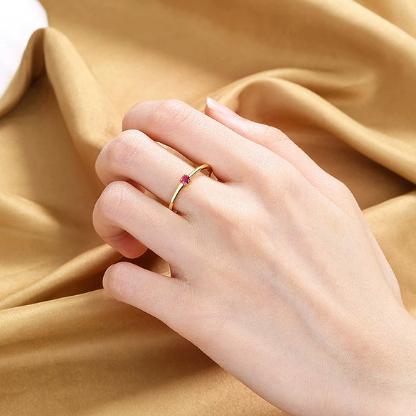 Women's Niche Geometric Copper Ring Plated 18K Gold Inlaid With Zircon And Colored Diamond