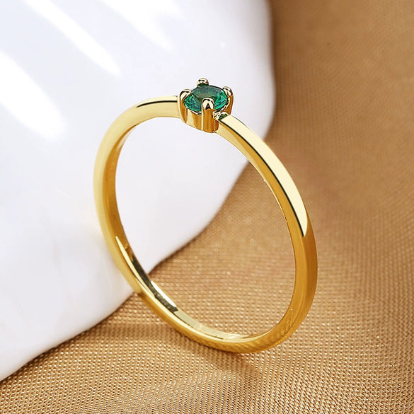 Women's Niche Geometric Copper Ring Plated 18K Gold Inlaid With Zircon And Colored Diamond