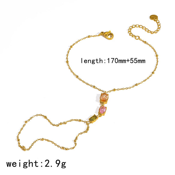 Women's Niche Geometric Stainless Steel And 18K Gold Bracelet With Diamonds And Star Shaped Zircon Real Gold Plated