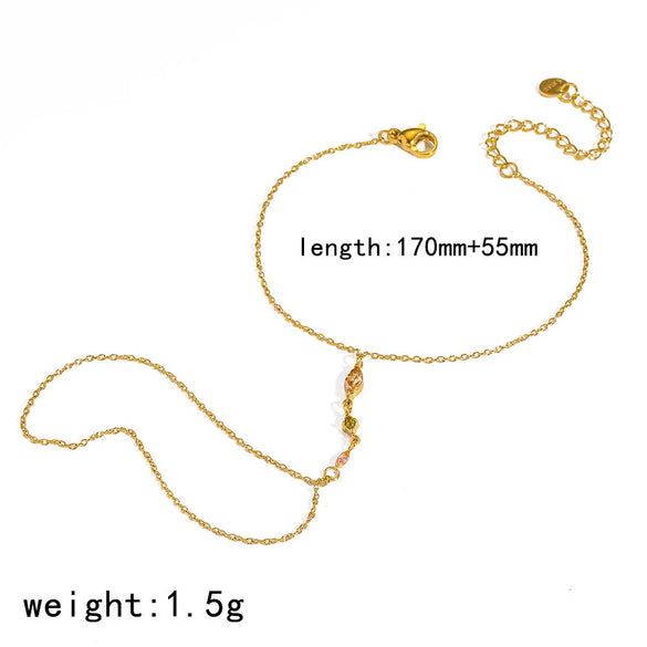 Women's Niche Geometric Stainless Steel And 18K Gold Bracelet With Diamonds And Star Shaped Zircon Real Gold Plated