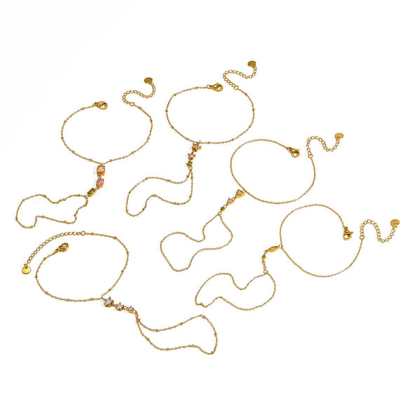 Women's Niche Geometric Stainless Steel And 18K Gold Bracelet With Diamonds And Star Shaped Zircon Real Gold Plated
