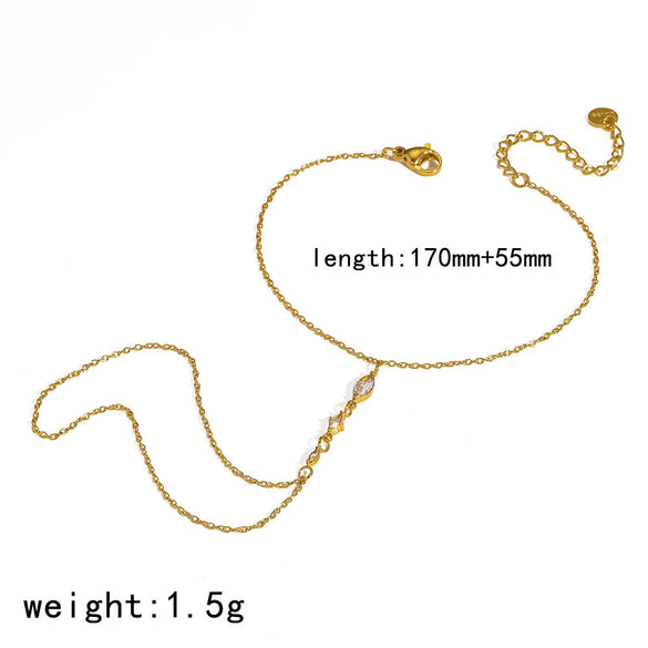 Women's Niche Geometric Stainless Steel And 18K Gold Bracelet With Diamonds And Star Shaped Zircon Real Gold Plated