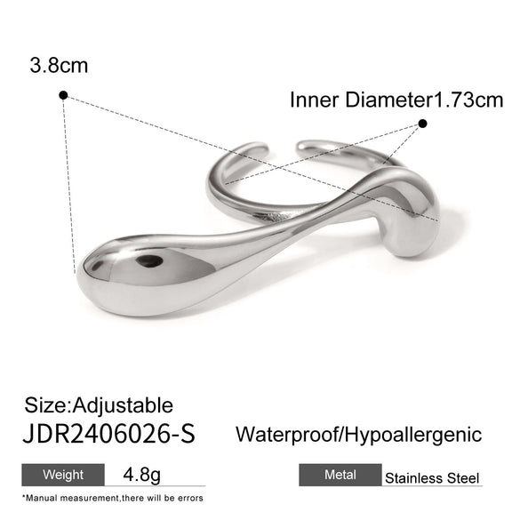 Women's Niche Highgrade Light Luxury Colormatching Doublelayer Asymmetric Opening Titanium Steel Ring With Geometric Pattern And Electroplating
