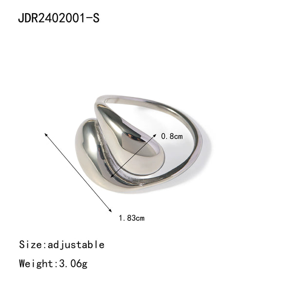 Women's Niche Highgrade Light Luxury Colormatching Doublelayer Asymmetric Opening Titanium Steel Ring With Geometric Pattern And Electroplating