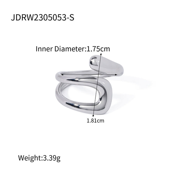 Women's Niche Highgrade Light Luxury Colormatching Doublelayer Asymmetric Opening Titanium Steel Ring With Geometric Pattern And Electroplating