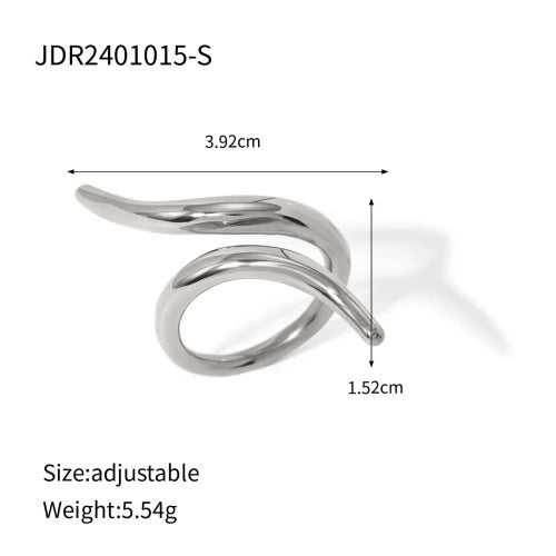 Women's Niche Highgrade Light Luxury Colormatching Doublelayer Asymmetric Opening Titanium Steel Ring With Geometric Pattern And Electroplating