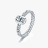Women's Niche Light Luxury Hollow Chain Oval Ring Silver 925 Seiko Geometric Jewelry
