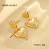 Women's Niche Personality Double Love Stainless Steel Heart Shape Electroplated Earrings