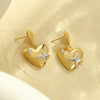 Women's Niche Personality Double Love Stainless Steel Heart Shape Electroplated Earrings
