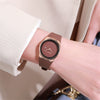 Women's Niche Quartz Watch Alloy Case Silicone Strap Stainless Steel Clasp Round Dial Leisure Style