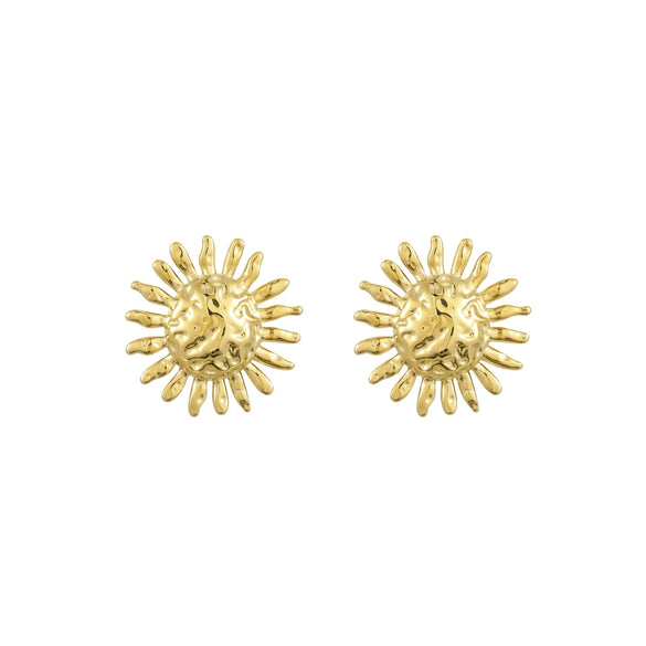 Women's Niche Retro Pleated Texture Stainless Steel 18K Electroplated Earrings