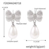 Women's Niche Style Bow Geometric Imitation Pearl Earrings 316L Stainless Steel 18K Gold Plated
