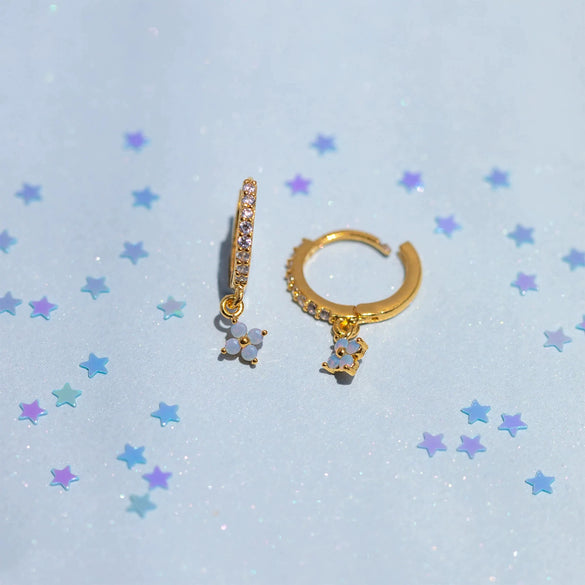 Women's Niche Style Copper Flower Earrings With Zircon Microembedded