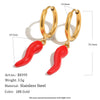 Women's Niche Style Geometric Stainless Steel 18K Gold Plated Red Enamel Chili Pepper Earrings