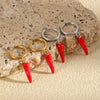Women's Niche Style Geometric Stainless Steel 18K Gold Plated Red Enamel Chili Pepper Earrings