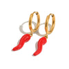 Women's Niche Style Geometric Stainless Steel 18K Gold Plated Red Enamel Chili Pepper Earrings
