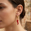 Women's Niche Style Geometric Stainless Steel 18K Gold Plated Red Enamel Chili Pepper Earrings