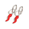 Women's Niche Style Geometric Stainless Steel 18K Gold Plated Red Enamel Chili Pepper Earrings