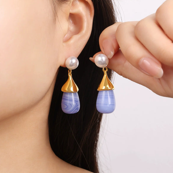 Women's Niche 316L Stainless Steel Goldplated Water Drop Pendant Earrings Jewelry