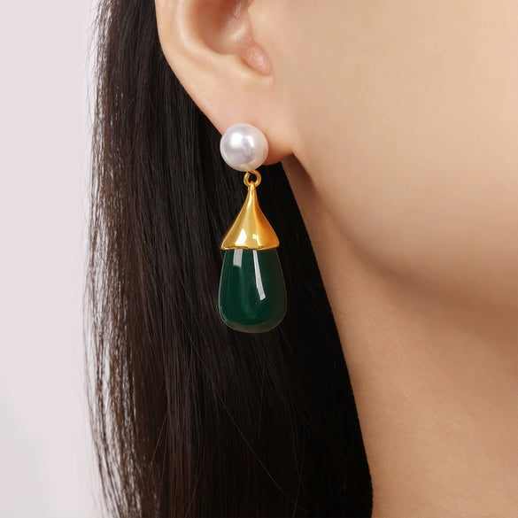 Women's Niche 316L Stainless Steel Goldplated Water Drop Pendant Earrings Jewelry