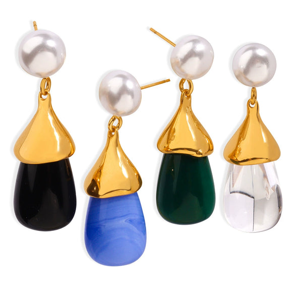 Women's Niche 316L Stainless Steel Goldplated Water Drop Pendant Earrings Jewelry