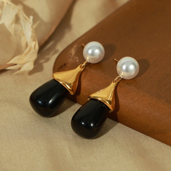 Women's Niche 316L Stainless Steel Goldplated Water Drop Pendant Earrings Jewelry