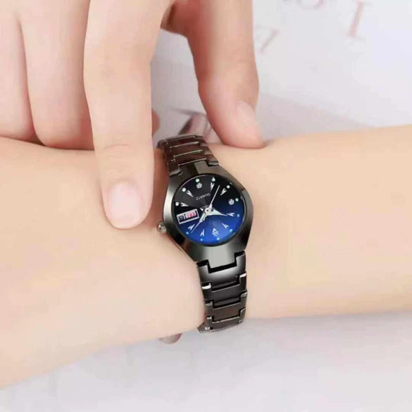 Women's Nonmechanical Waterproof Luminous Watch Alloy Tungsten Steel Color Round Dial Leisure Style
