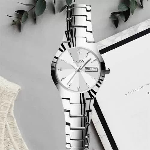 Women's Nonmechanical Waterproof Luminous Watch Alloy Tungsten Steel Color Round Dial Leisure Style