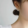 Women's Nonpiercing Clip Ear Studs Copper Electroplated Geometric Pearl White Oil Painting Flower Temperament Mosquito Repellent Incense Plate Style
