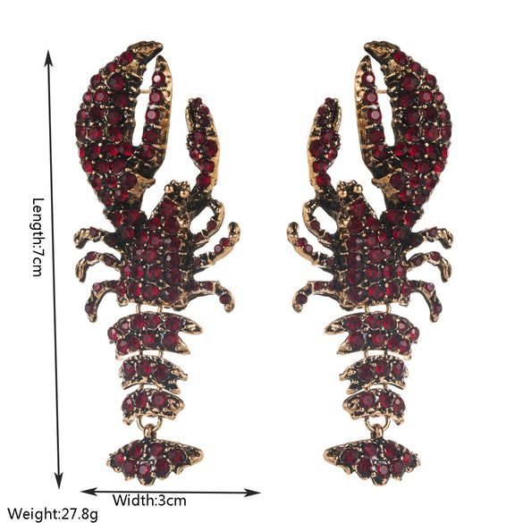 Women's Ocean Series S925 Silver Needle Earrings With Rhinestones And Set With Diamonds Featuring Lobster Dragonfly Crab Designs