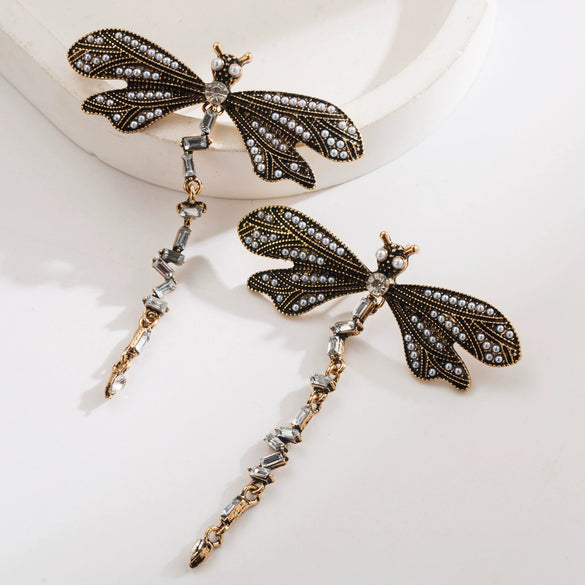 Women's Ocean Series S925 Silver Needle Earrings With Rhinestones And Set With Diamonds Featuring Lobster Dragonfly Crab Designs