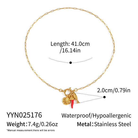 Women's Ocean Style Casual Fish Shell Necklace Stainless Steel Geometric Pattern Electroplated