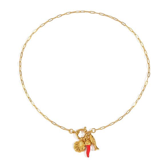 Women's Ocean Style Casual Fish Shell Necklace Stainless Steel Geometric Pattern Electroplated