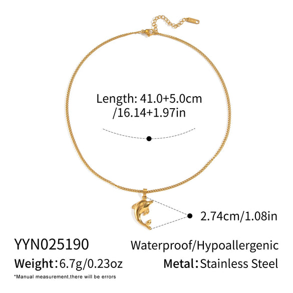 Women's Ocean Style Crab Dolphin Stainless Steel Necklace With Animal Zodiac Pattern And Electroplating Design